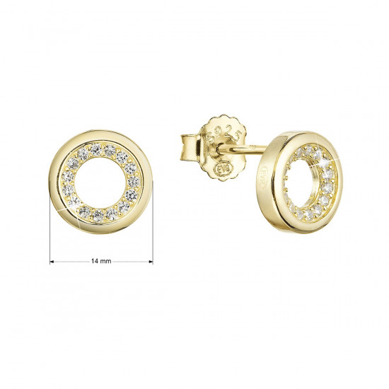 Pozlátené strieborné náušnice kôstky guľaté so zirkónmi 11431.1 crystal Au plating Pozlátené strieborné náušnice kôstky guľaté so zirkónmi 11431.1 crystal Au plating