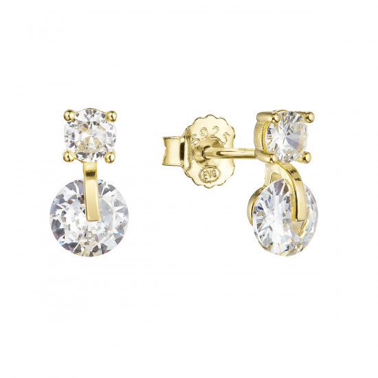 Pozlátené strieborné náušnice kôstky s 2 zirkónmi 11432.1 crystal Au plating Pozlátené strieborné náušnice kôstky s 2 zirkónmi 11432.1 crystal Au plating