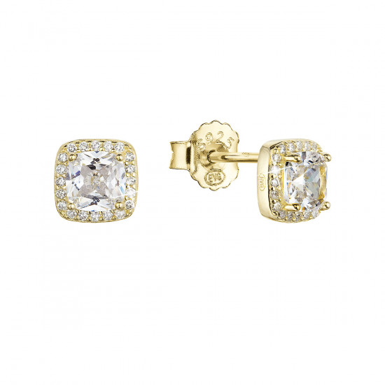 Pozlátené strieborné náušnice kôstky kosoštvorec so zirkónom 11438.1 crystal Au plating Pozlátené strieborné náušnice kôstky kosoštvorec so zirkónom 11438.1 crystal Au plating