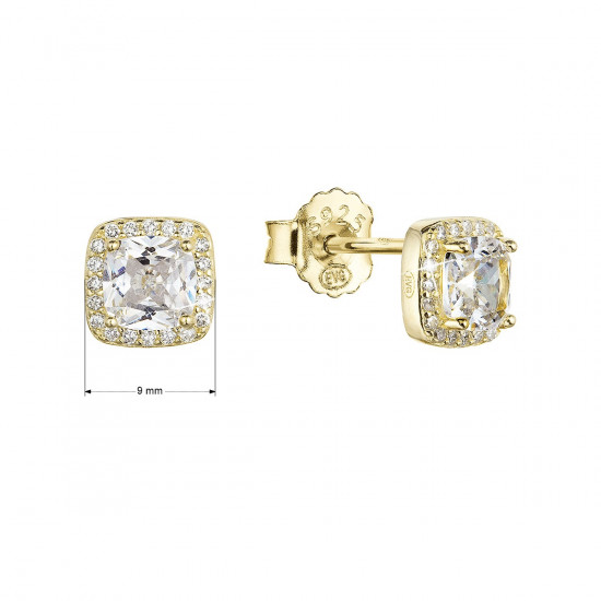 Pozlátené strieborné náušnice kôstky kosoštvorec so zirkónom 11438.1 crystal Au plating Pozlátené strieborné náušnice kôstky kosoštvorec so zirkónom 11438.1 crystal Au plating