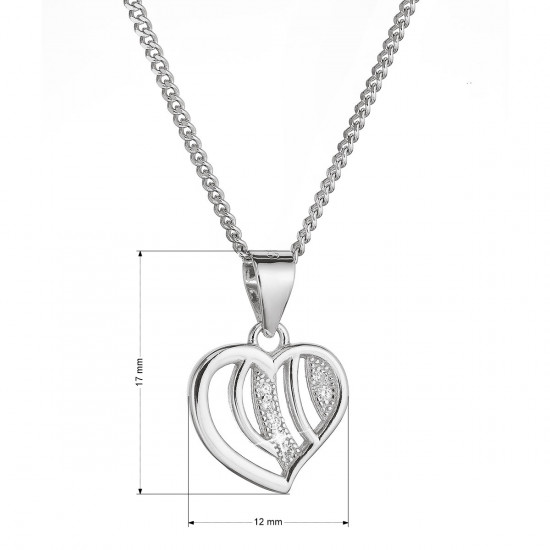 Strieborný náhrdelník srdca so zirkónmi 12074.1