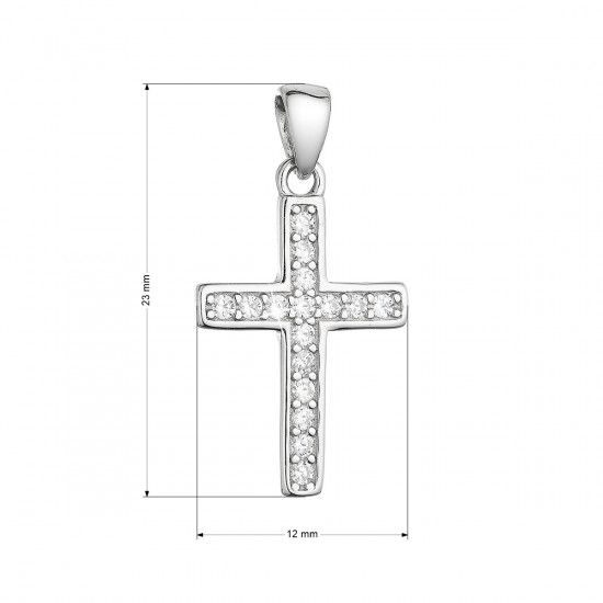 Strieborný prívesok výrazný krížik so zirkónmi biely 14024.1