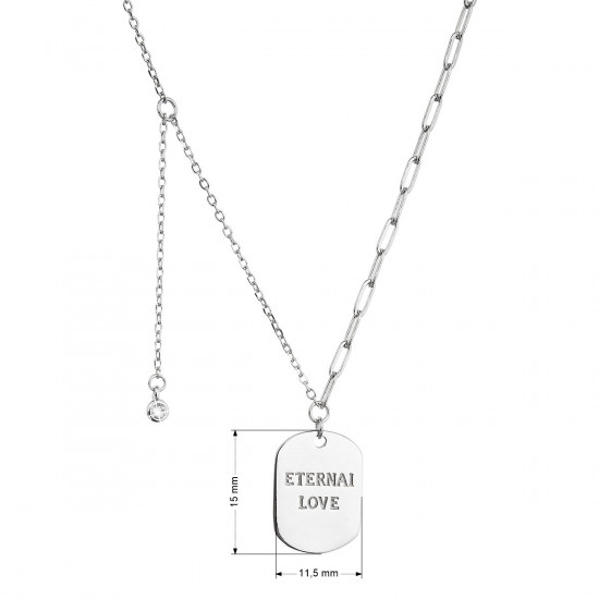 Strieborný náhrdelník placička ETERNAI LOVE a prívesok s mini zirkónikom 12070.1 Strieborný náhrdelník placička ETERNAI LOVE a prívesok s mini zirkónikom 12070.1