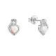 Strieborné náušnice srdca z bieleho syntetického opálu a zirkónmi 11469.1 white