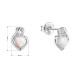 Strieborné náušnice srdca z bieleho syntetického opálu a zirkónmi 11469.1 white