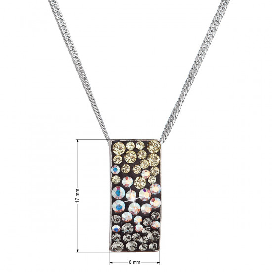 Strieborný náhrdelník so Swarovski kryštálmi mix farieb mesačný obdĺžnik 32074.3 moonlight