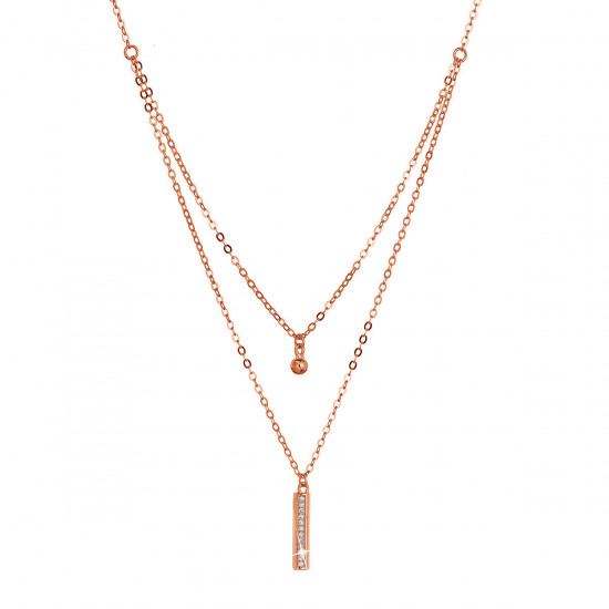 Pozlátený strieborný ROSE náhrdelník gulička a úzky obdĺžnik so zirkónmi biely 12057.1 crystal Pozlátený strieborný ROSE náhrdelník gulička a úzky obdĺžnik so zirkónmi biely 12057.1 crystal