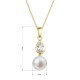 Zlatý 14 karátový náhrdelník žluté zlato s bílou říční perlou a zirkony 92PZ00048