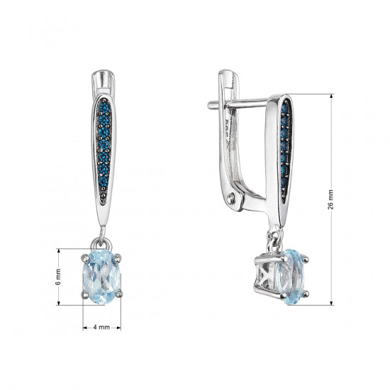 Strieborné náušnice luxusné s pravými minerálnymi kameňmi modré 11487.3 london nano, sky topaz