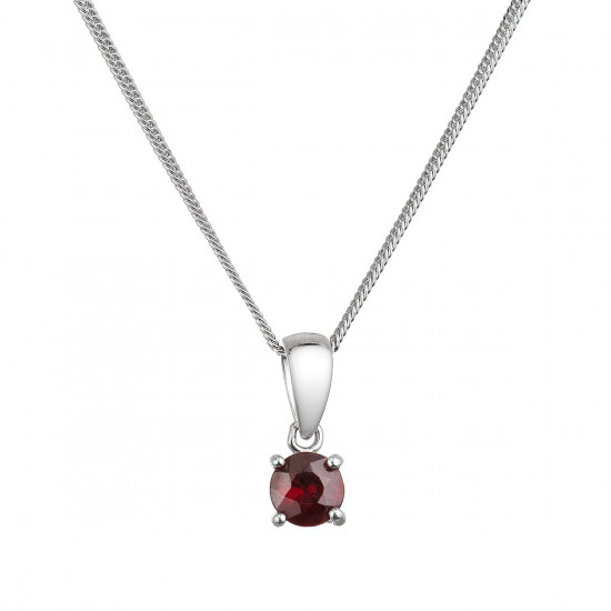 Strieborný náhrdelník s pravým minerálnym kameňom červený 12078.3 garnet