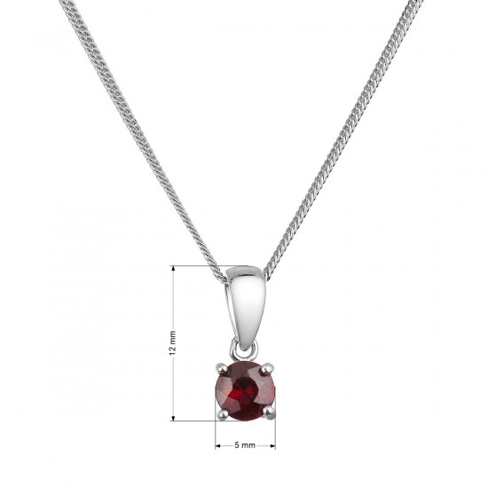 Strieborný náhrdelník s pravým minerálnym kameňom červený 12078.3 garnet