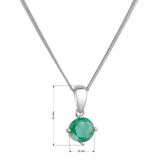 Strieborný náhrdelník s pravým minerálnym kameňom zelený 12080.3 emerald