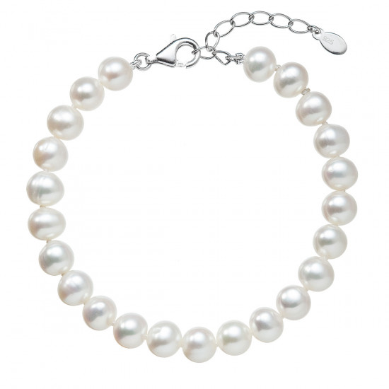 Perlový náramok z pravých riečnych periel biely 23029.1 biela