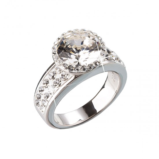Strieborný prsteň s krištálmi biely 35809.1