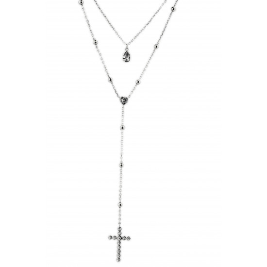 Strieborný náhrdelník s krížom a slzou