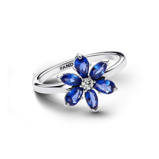 Pandora prsteň modrá kvetinka