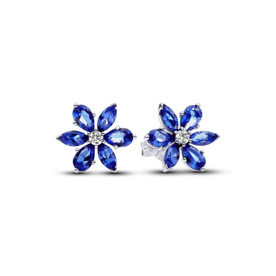 Pandora náušnice modrá kvetinka