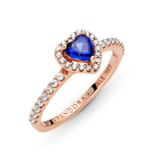Trblietavý prsteň s modrým vyvýšeným srdcom