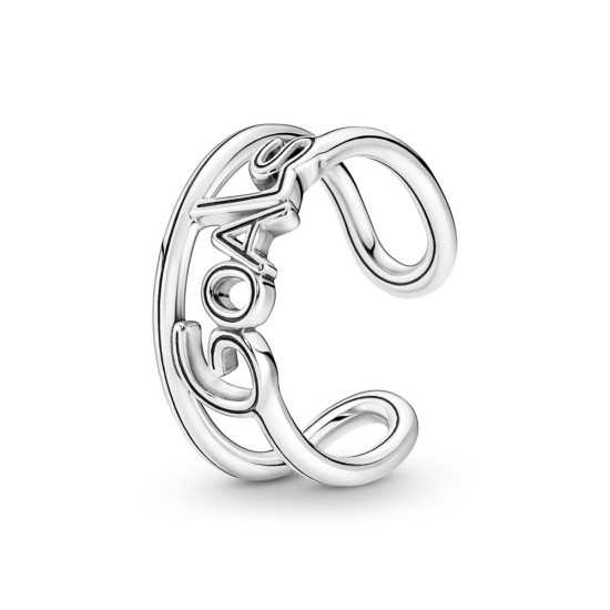 Otvorený prsteň so slovom Goals, Pandora ME