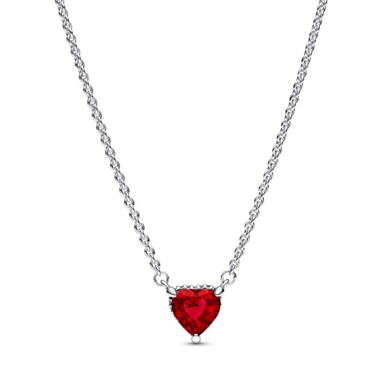 Náhrdelník, šterlingové striebro, kubický zirkón. Trblietavý náhrdelník s príveskom v tvare srdca