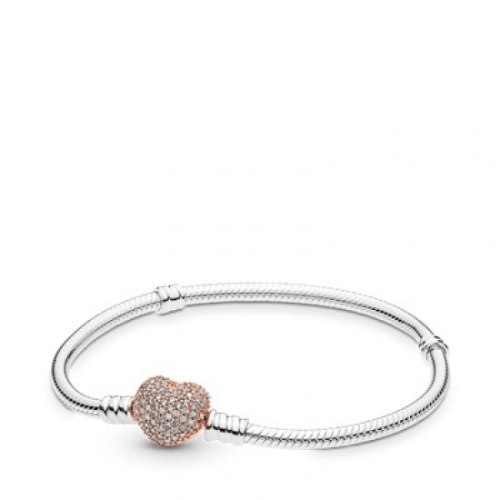 Moments strieborný náramok, Pavé srdce PANDORA Rose Moments strieborný náramok, Pavé srdce PANDORA Rose